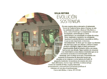 Restaurante Villa Retiro evolución sostenida el mundo